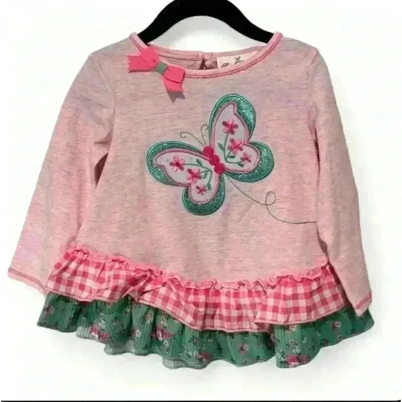 Rare Editions Baby Girls Aqua Butterfly Top size 3T - Picture 1 of 5